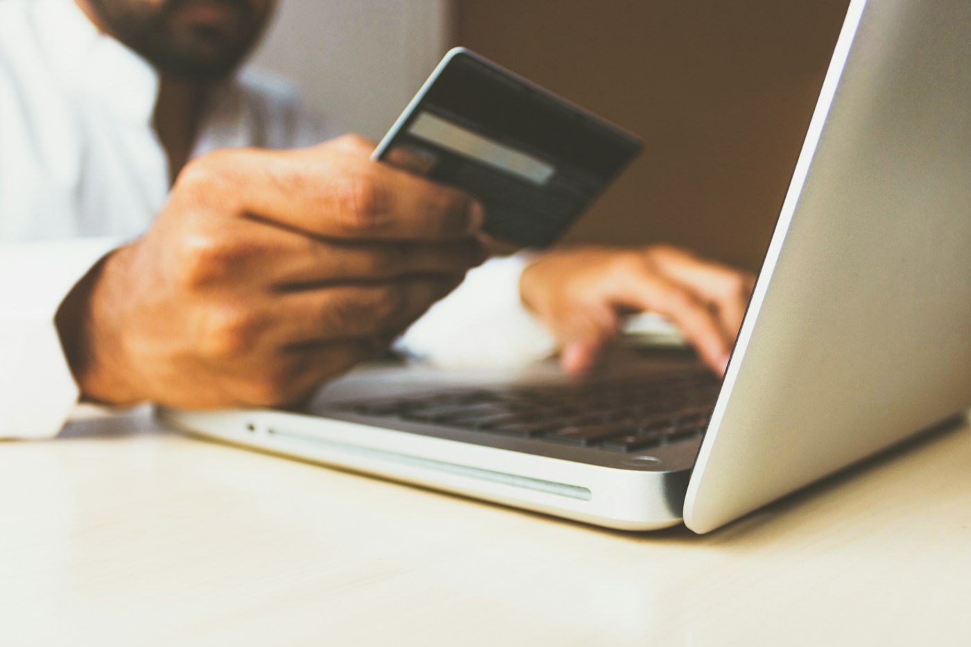 A customer paying by card online